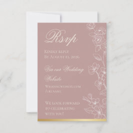 Garden Party Mauve and Gold RSVP Card