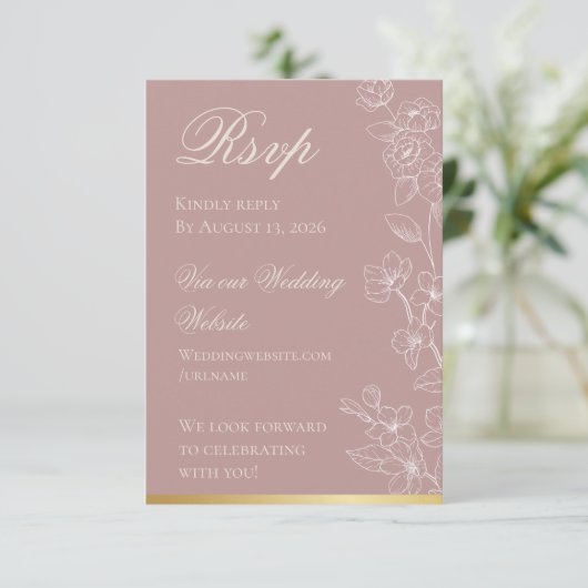 Garden Party Mauve and Gold RSVP Card (スタンド正面)