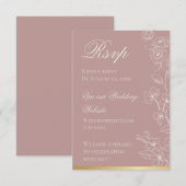 Garden Party Mauve and Gold RSVP Card (正面/裏面)
