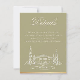 Garden Party Sage Wedding Invitation Details Card 招待状