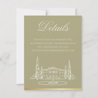 Garden Party Sage Wedding Invitation Details Card 招待状