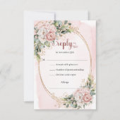 Garden Pastel Pink Eucalyptus Wedding RSVP (正面)