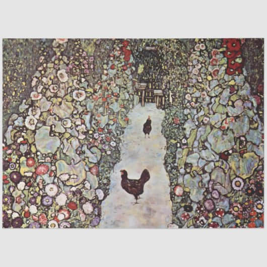 Garden Path, Rooster & Chickens by Gustav Klimt 薄葉紙 (正面)