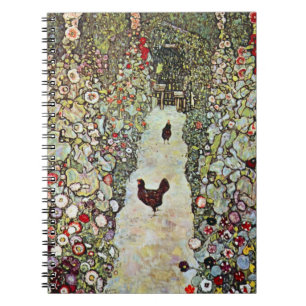 Garden Path w Chickens, Gustav Klimt, Art Nouveau ノートブック