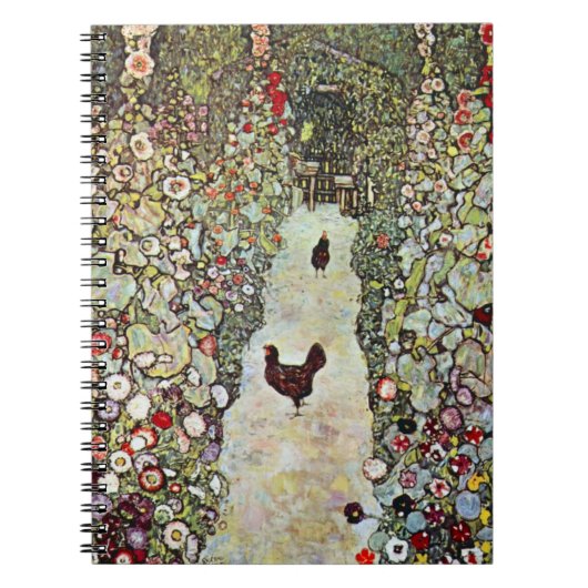 Garden Path w Chickens, Gustav Klimt, Art Nouveau ノートブック (正面)