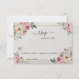 Garden Romantic Pastel Watercolor Floral Wedding 出欠カード