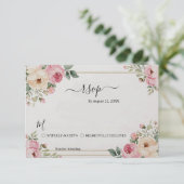 Garden Romantic Pastel Watercolor Floral Wedding 出欠カード (スタンド正面)