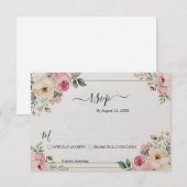 Garden Romantic Pastel Watercolor Floral Wedding 出欠カード (正面/裏面)