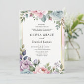 Garden Romantic Pastel Watercolor Floral Wedding 招待状 (スタンド正面)