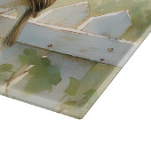 Garden Rose Bird Watercolor Scene カッティングボード (角)