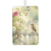 Garden Rose Bird Watercolor Scene カーエアーフレッシュナー (裏面)