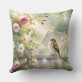 Garden Rose Bird Watercolor Scene クッション (裏面)