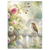 Garden Rose Bird Watercolor Scene クリップボード (裏面)