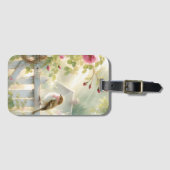 Garden Rose Bird Watercolor Scene ラゲッジタグ (正面横)