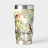 Garden Rose Bird Watercolor Scene 保温保冷タンブラー (背面)