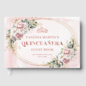 Garden Rose Gold Floral Greenery Quince Guest Book ゲストブック (正面)