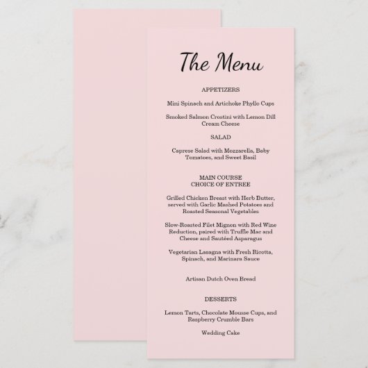 Garden Rose Pink Wedding Menu  メニュー (正面/裏面)