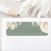 Garden Roses Floral Sage Green Wedding  ラベル (インサイチュ)