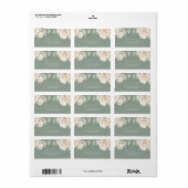 Garden Roses Floral Sage Green Wedding  ラベル (フルシート)