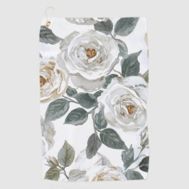 Garden Roses | White Watercolor Floral Vintage ゴルフタオル
