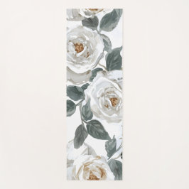 Garden Roses | White Watercolor Floral Vintage ヨガマット