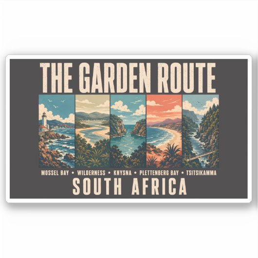 Garden Route South Africa Illustration Vintage シール (正面)