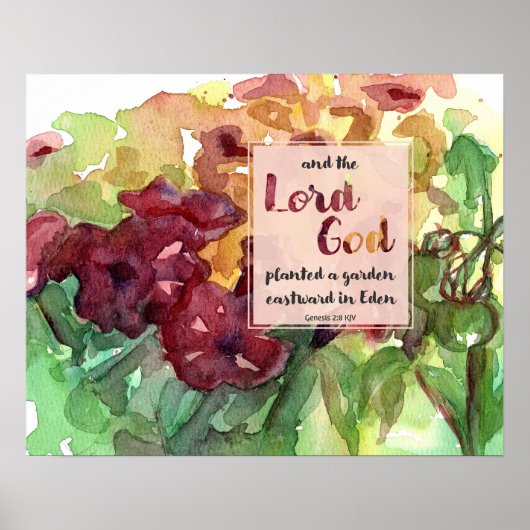 Garden Scripture Genesis Petunia Flowers ポスター (正面)