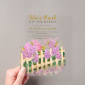 Garden She's Fresh off Market ブライダルシャワー アクリル招待状 (インサイチュ (ポータブル))