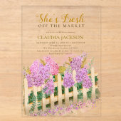 Garden She's Fresh off Market ブライダルシャワー アクリル招待状 (正面)