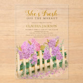 Garden She's Fresh off Market Bridal Shower アクリル招待状 (正面)