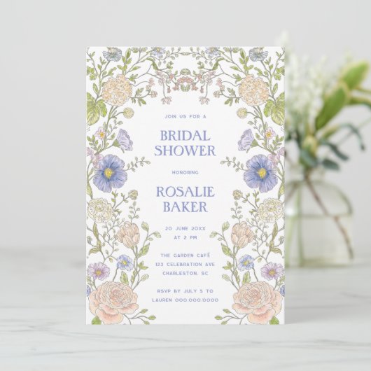 Garden Spring Floral  Bridal Shower 招待状 (スタンド正面)