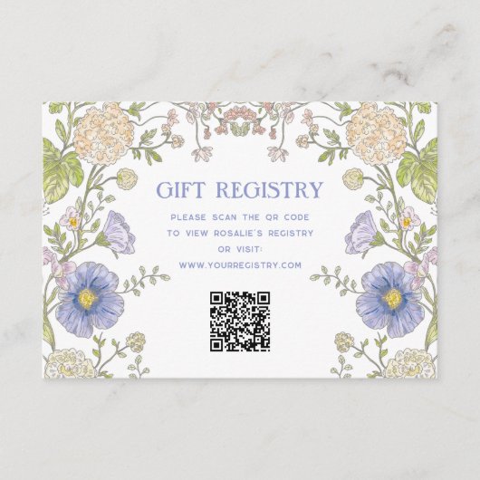 Garden Spring Floral Bridal Shower QR Code エンクロージャーカード (正面)