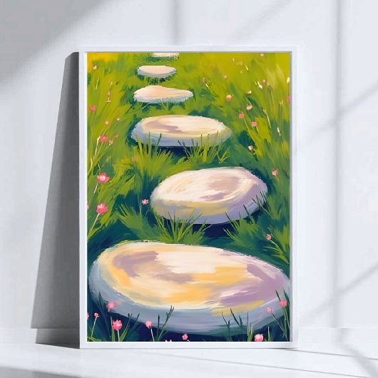 Garden Stepping Stones Watercolor Painting ポスター