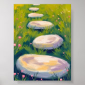 Garden Stepping Stones Watercolor Painting ポスター (正面)