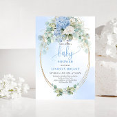 Garden Style Blue Hydrangeas Baby Shower Invitatio 招待状