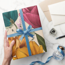 Garden Style Multicolor Tulip Ivory Floral Pattern