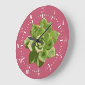 Garden Succulent White Roman数字名 ラージ壁時計 (傾斜)