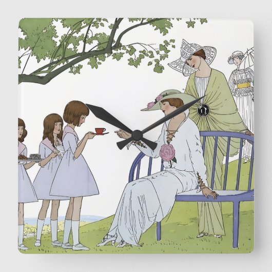 Garden tea party スクエア壁時計 (正面)
