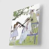 Garden tea party スクエア壁時計 (傾斜)