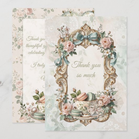Garden Tea Party Floral Thank You Card サンキューカード (正面/裏面)