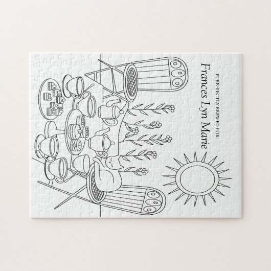 Garden Tea Party & Sleeping Cat Jigsaw Puzzle ジグソーパズル (横)