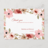 Garden Theme Blush Pink  Floral Wedding Thank You ポストカード (正面)