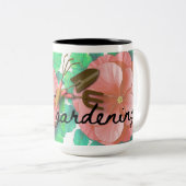 Garden theme mug with flowers and tools ツートーンマグカップ (正面右)