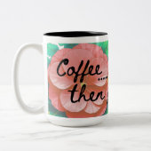 Garden theme mug with flowers and tools ツートーンマグカップ (左)