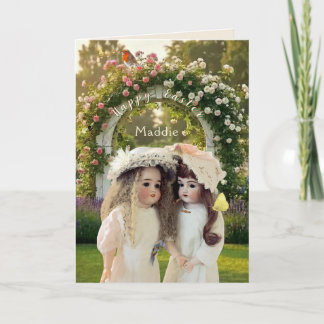 Garden Trellis Antique Dolls 5" x 7" Card サンキューカード