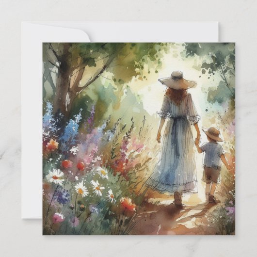 Garden Walk Mother’s Day Card Woman & Child カード (正面)