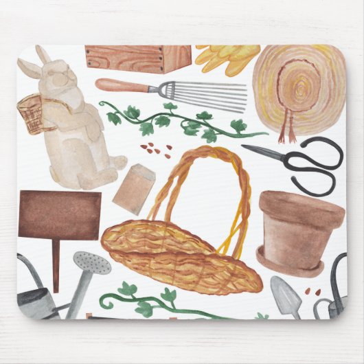 Garden watercolor print マウスパッド (正面)