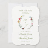Garden Wedding Die Cut Save the Date Card 招待状 (正面)