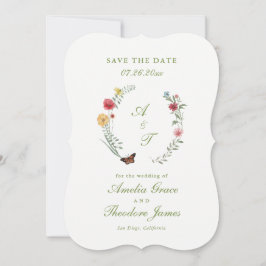 Garden Wedding Die Cut Save the Date Card 招待状