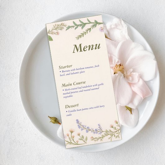 Garden Wedding Reception Menu メニュー